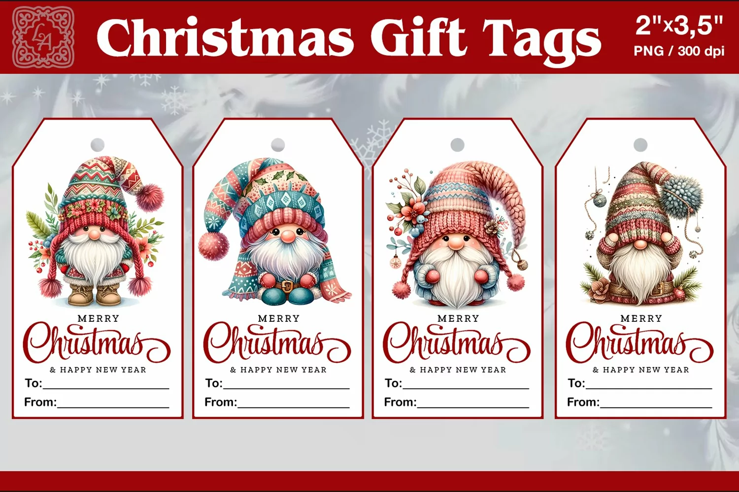 Christmas Gift Tags|Gnome| PNG Sublimation product image 1
