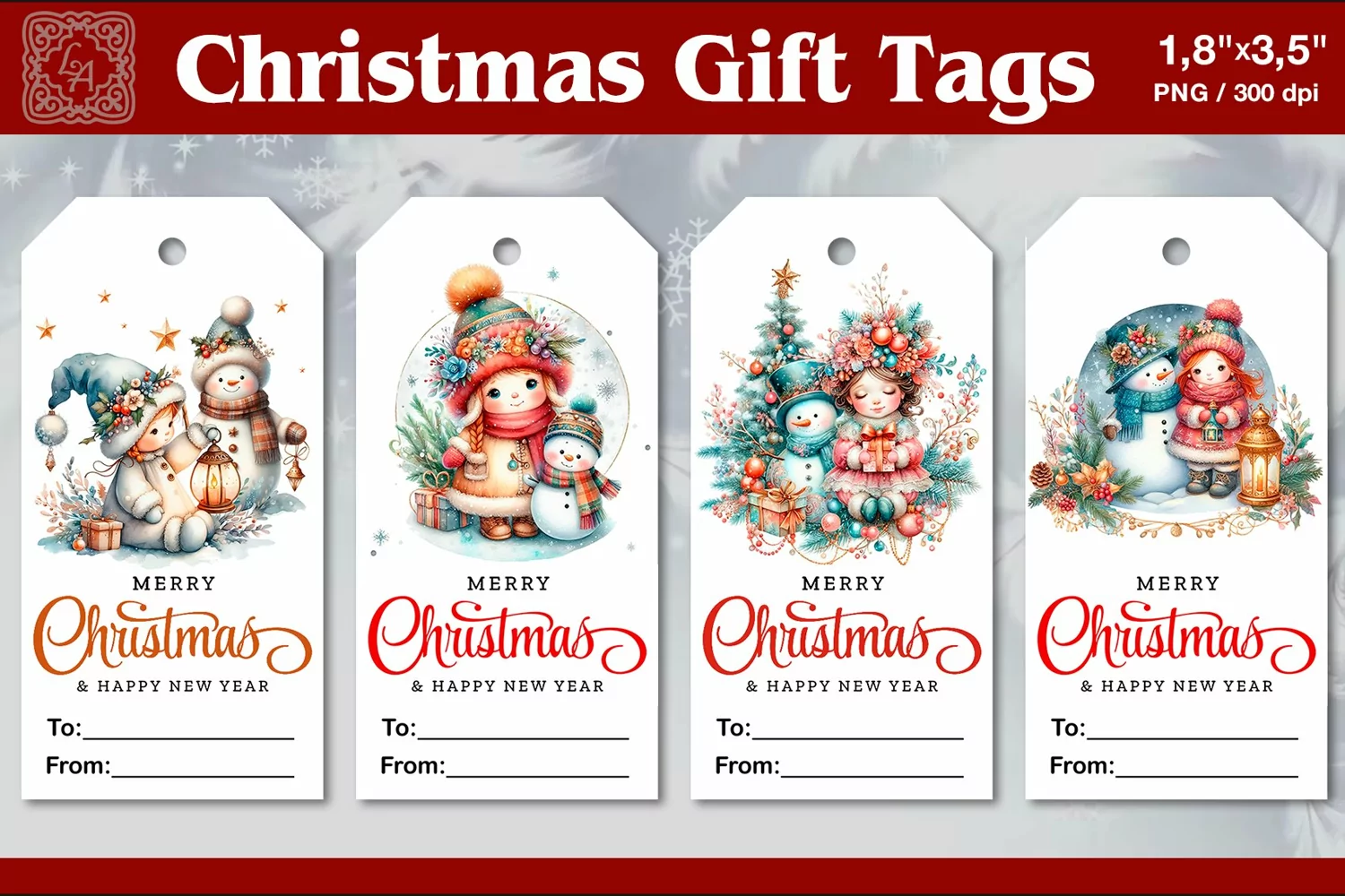 Christmas Gift Tags| Snowman | PNG Sublimation product image 1