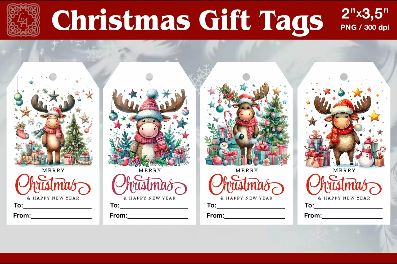 Christmas Gift Tags| Deer | PNG Sublimation product image 1