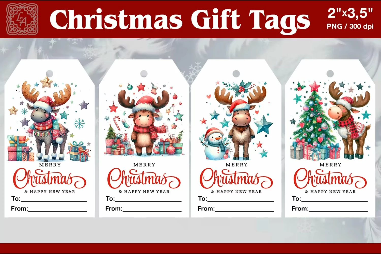 Christmas Gift Tags| Deer | PNG Sublimation product image 1