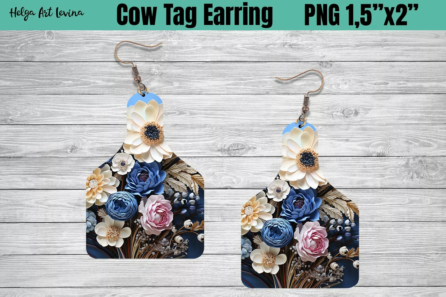 Cow Tag Earring Sublimation product image 1