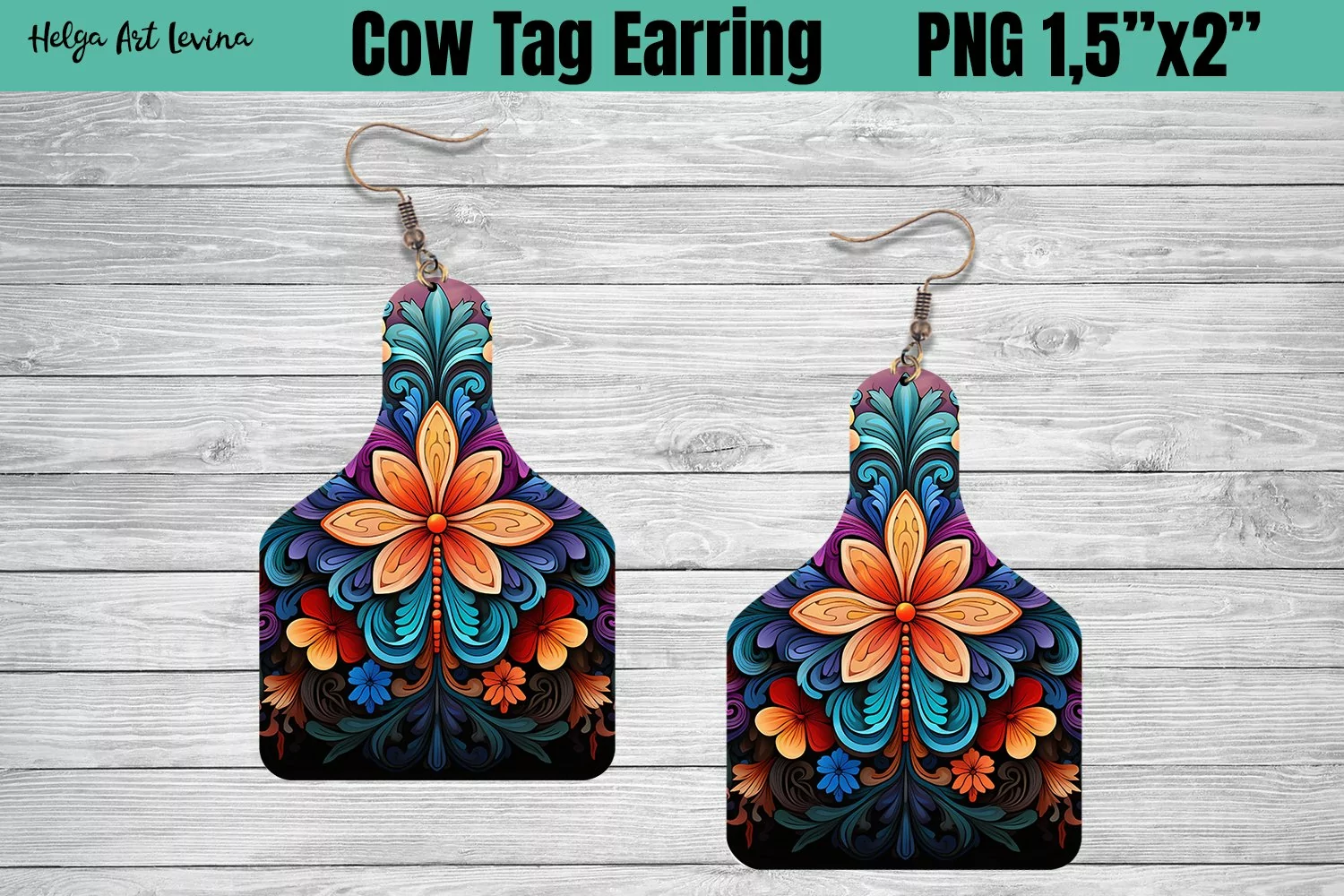 Cow Tag Earring Sublimation product image 1