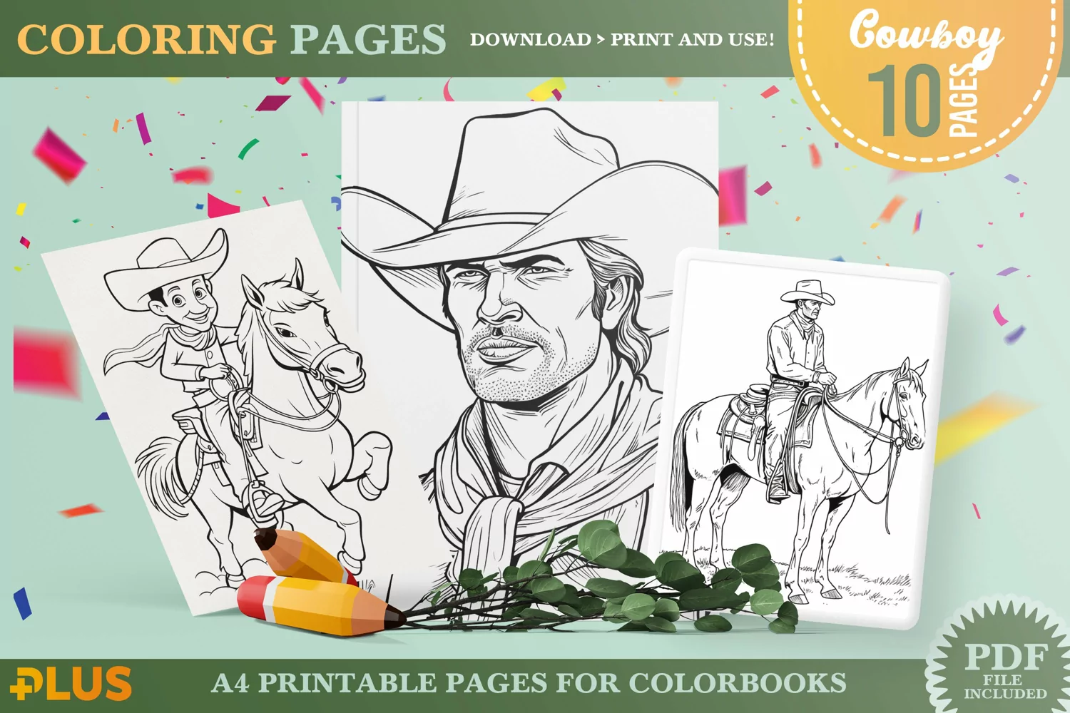 Cowboy Coloring Pages - Wild West Cowboys Illustrations product image 1