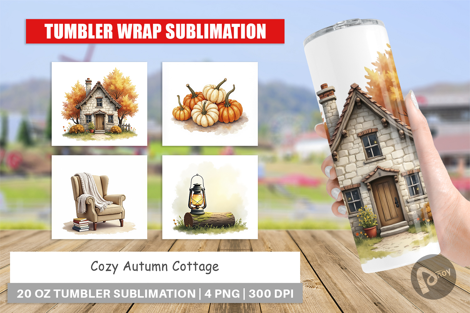 Cozy Autumn Cottage Tumbler product image 1
