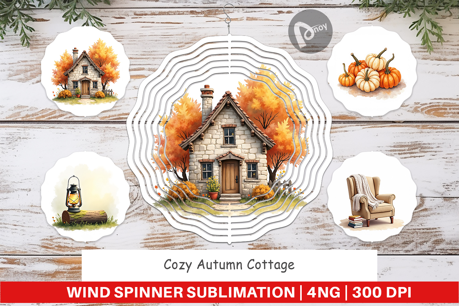 Cozy Autumn Cottage Wind Spinner product image 1