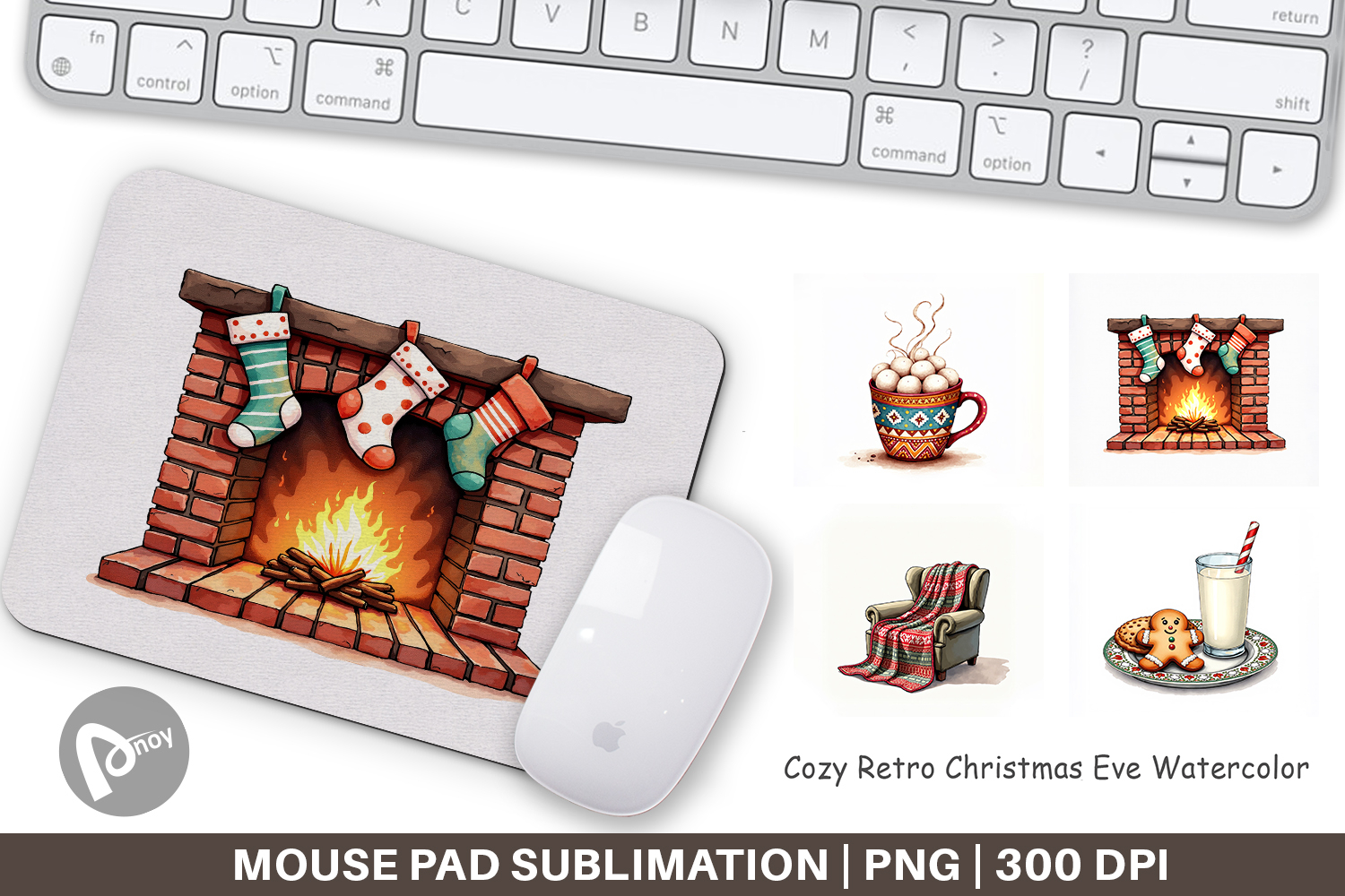 Retro Christmas Eve Mouse Pad product image 1