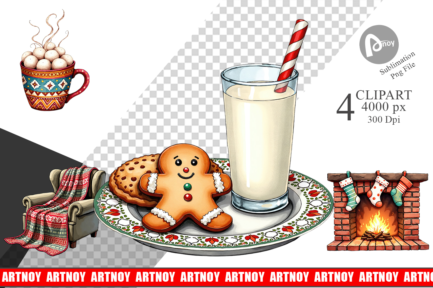 Retro Christmas Eve Clipart product image 1