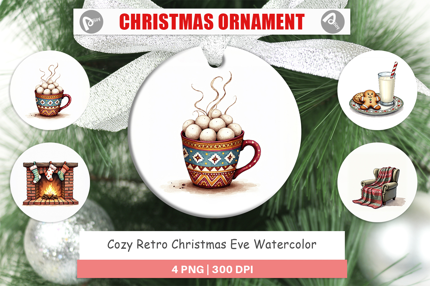 Retro Christmas Eve Ornament product image 1