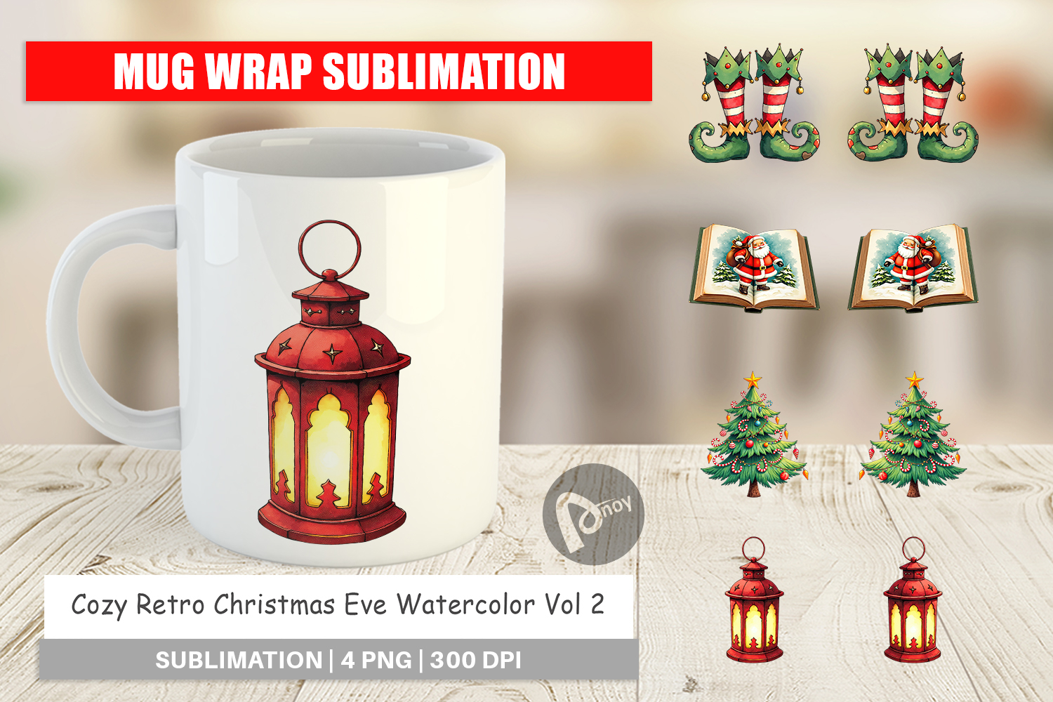 Retro Christmas Eve Mug Wrap product image 1