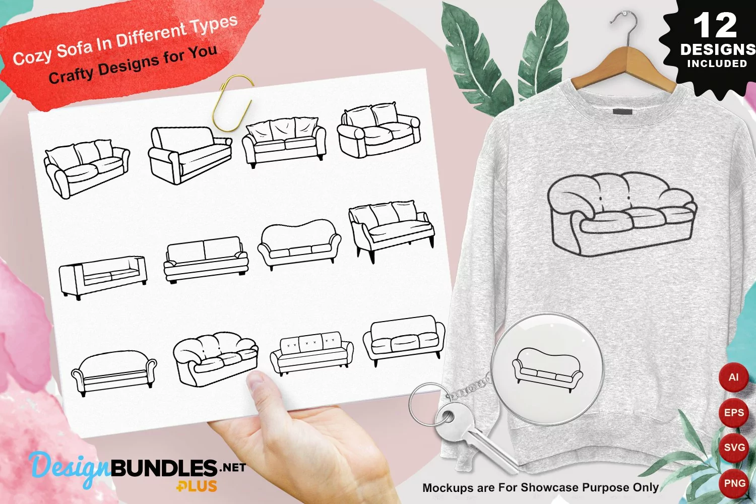 Cozy Sofa In Different Types Clipart Set product image 1