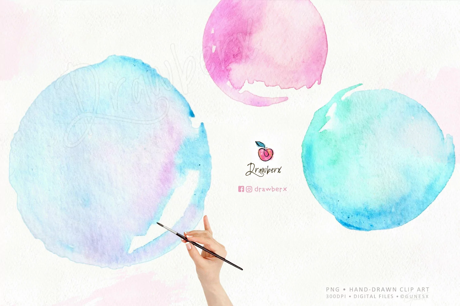 Watercolor Splash, png, Clipart, Blobs, Bubbles, 128 product image 1