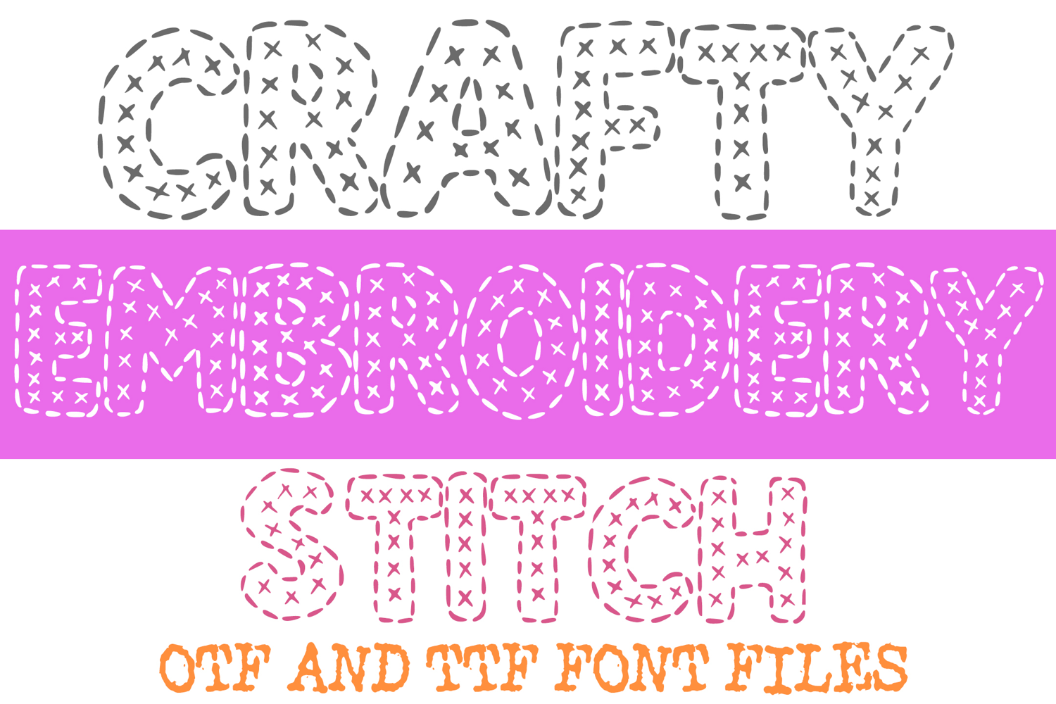 Crafty Embroidery Stitch Lettering ABC Font Type by Squeeb Creative