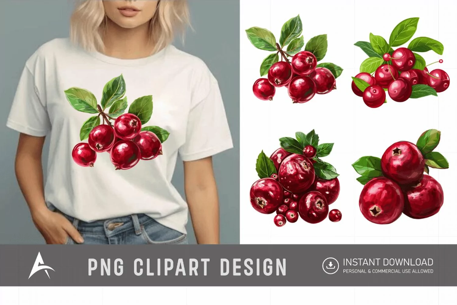 Watercolor Cranberry Clipart product image 1