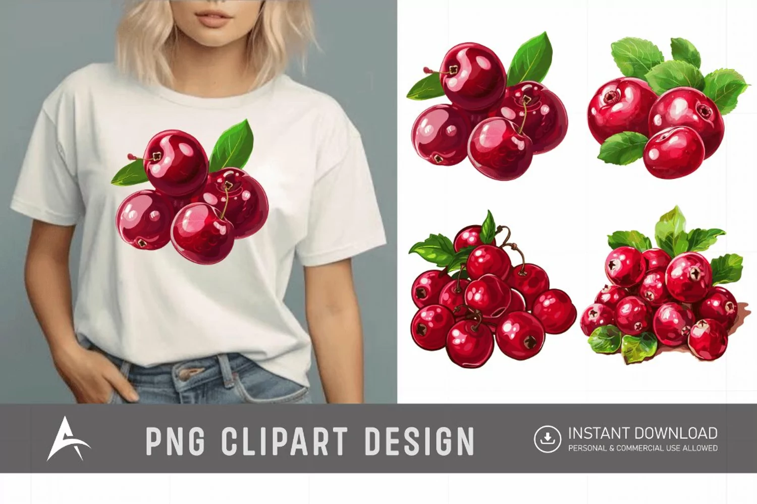Watercolor Cranberry Clipart product image 1
