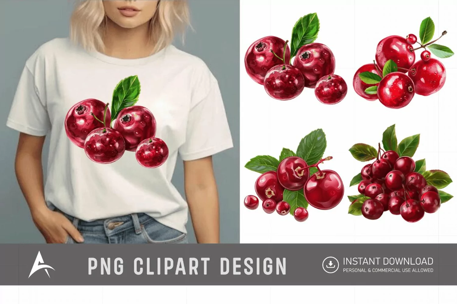 Watercolor Cranberry Clipart product image 1