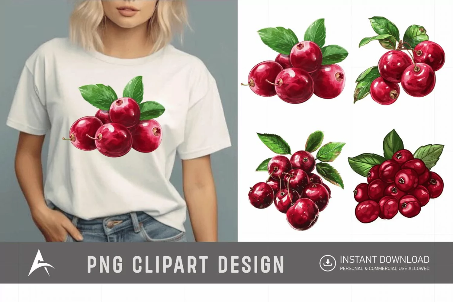 Watercolor Cranberry Clipart product image 1