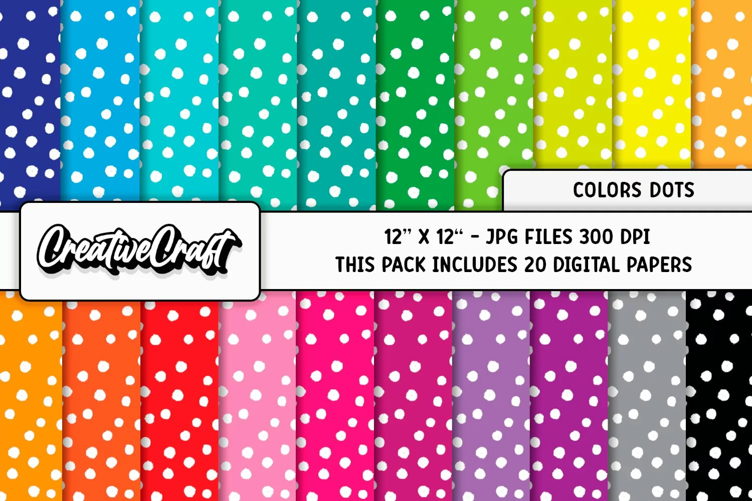 Colors Dots Digital Papers, scrapbooking backgrounds designs product image 1