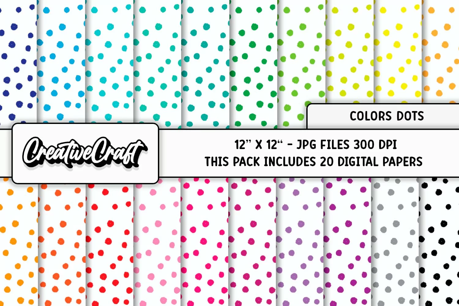 Colors Dots Digital Papers, scrapbooking backgrounds designs product image 1
