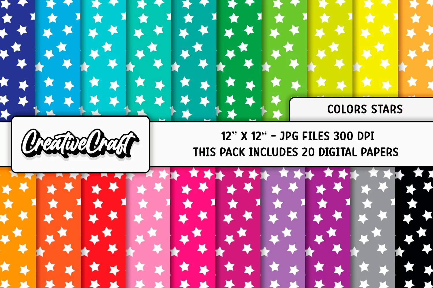 Colors Stars Digital Papers, scrapbook backgrounds designs product image 1