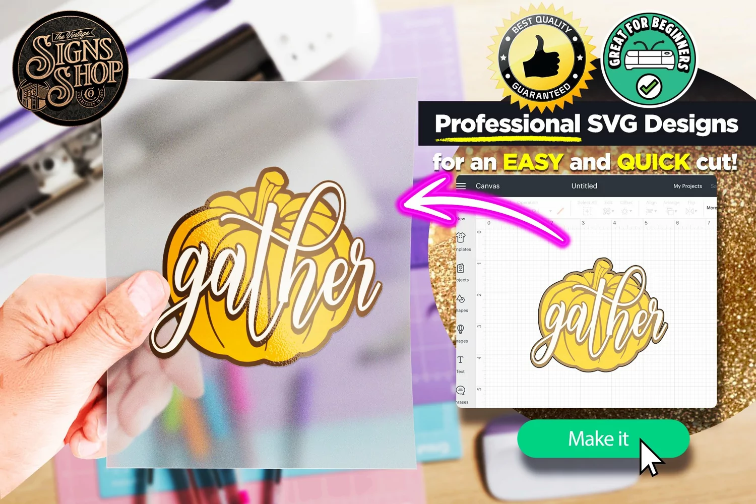 Gather and Pumpkin | Porch welcome sign | FALL SVG product image 1