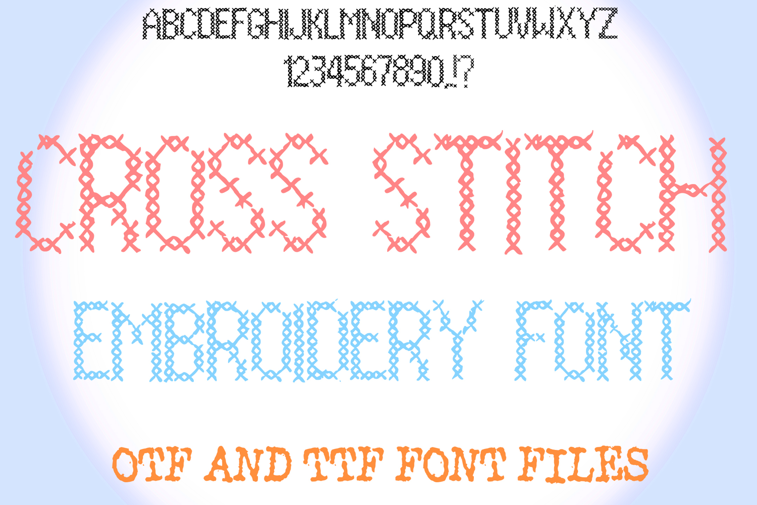 Cross Stitch Embroidery Handwriting Lettering ABC Text Font product image 1