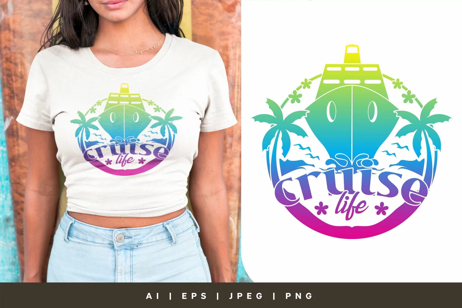 Cruise Life with Gradient Color, Summer Apparel Design product image 1