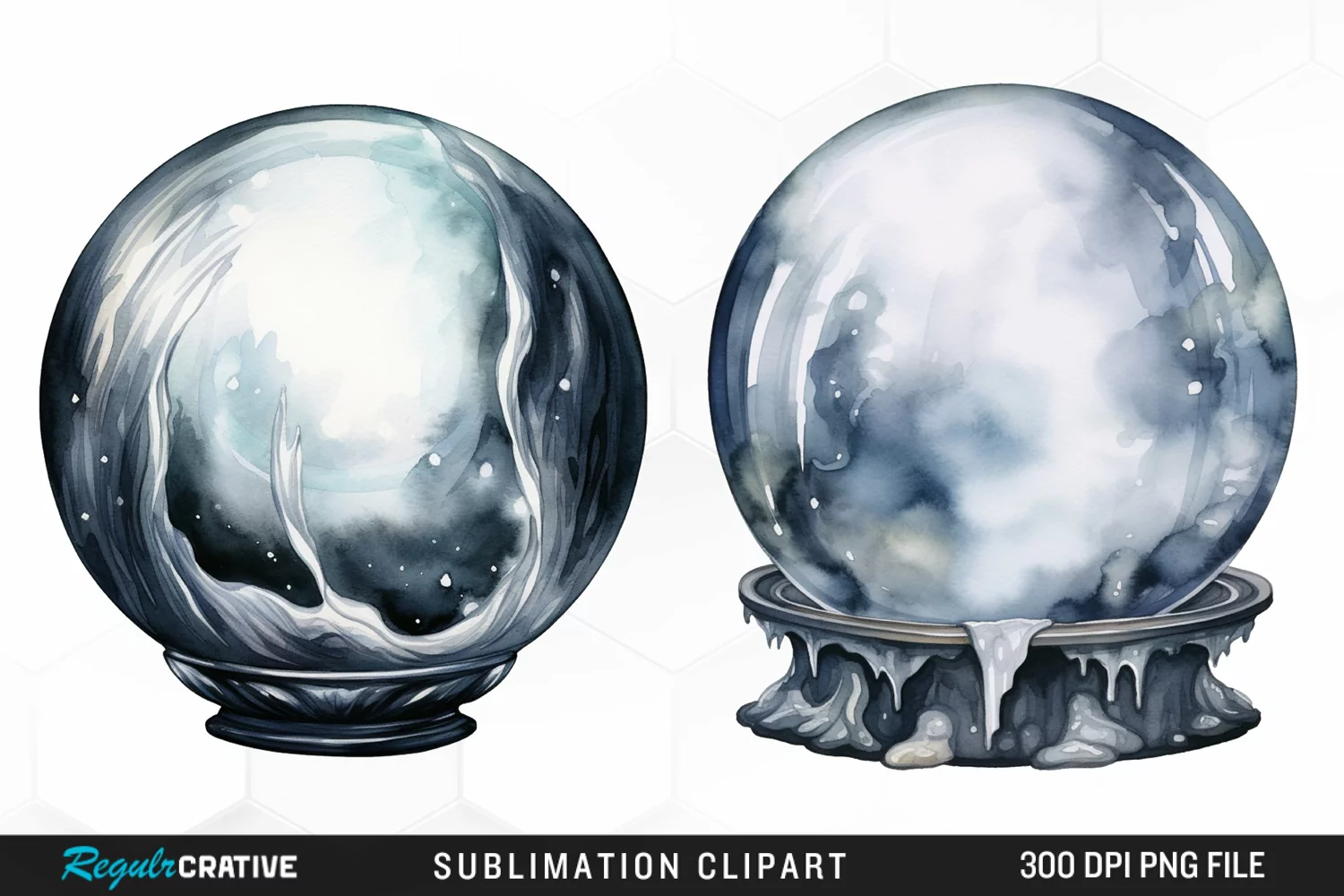 Watercolor Crystal Ball Graphics Clipart product image 1