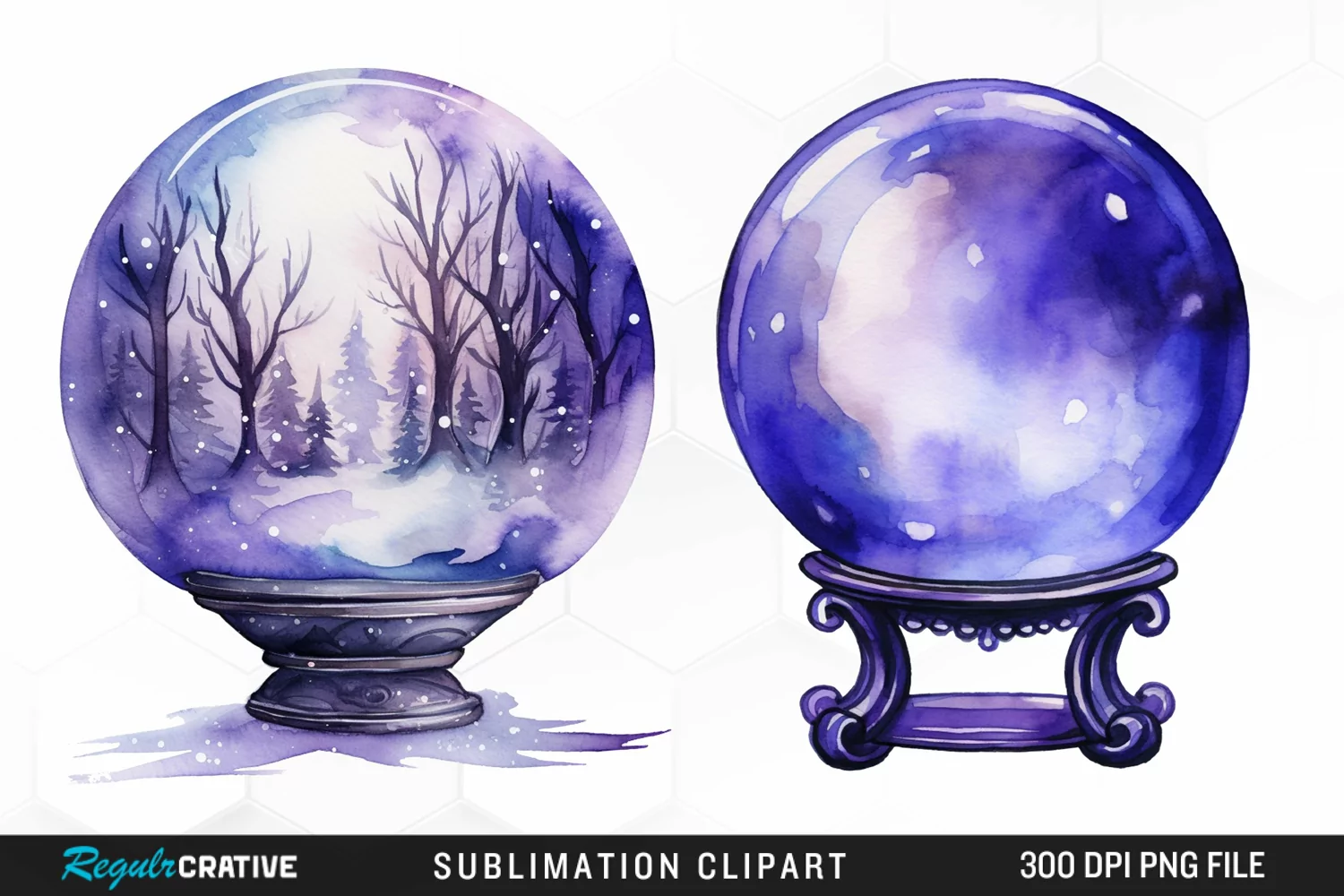 Watercolor Crystal Ball Graphics Clipart product image 1