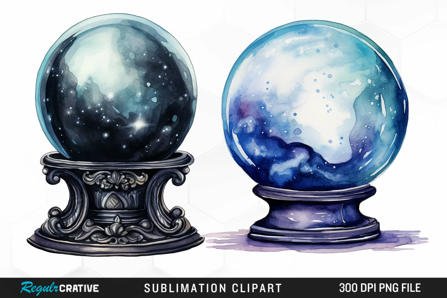 Watercolor Crystal Ball Graphics Clipart product image 1