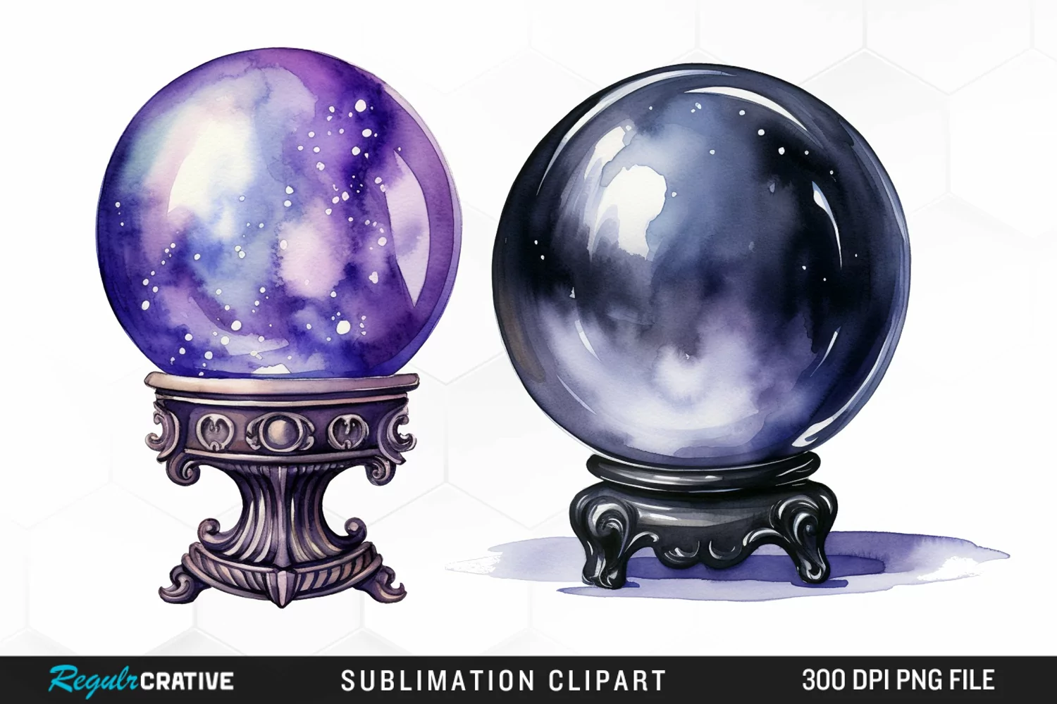 Watercolor Crystal Ball Graphics Clipart product image 1
