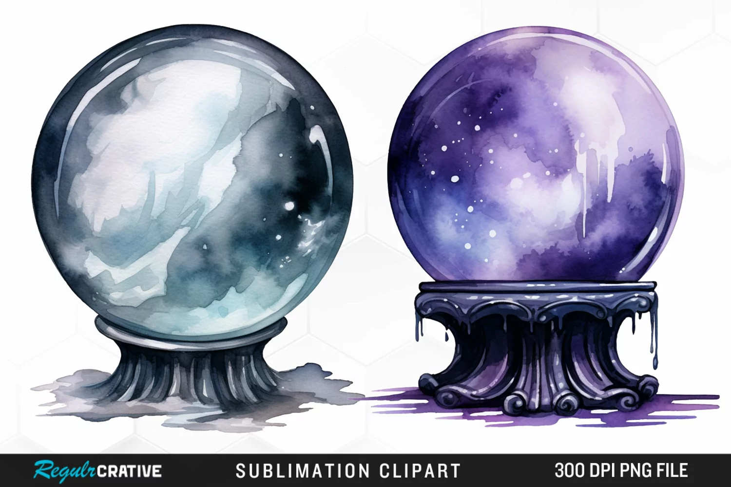 Watercolor Crystal Ball Graphics Clipart product image 1