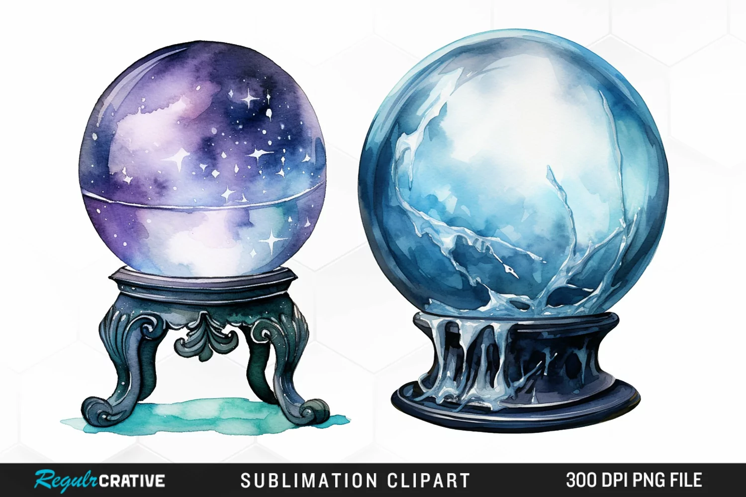 Watercolor Crystal Ball Graphics Clipart product image 1