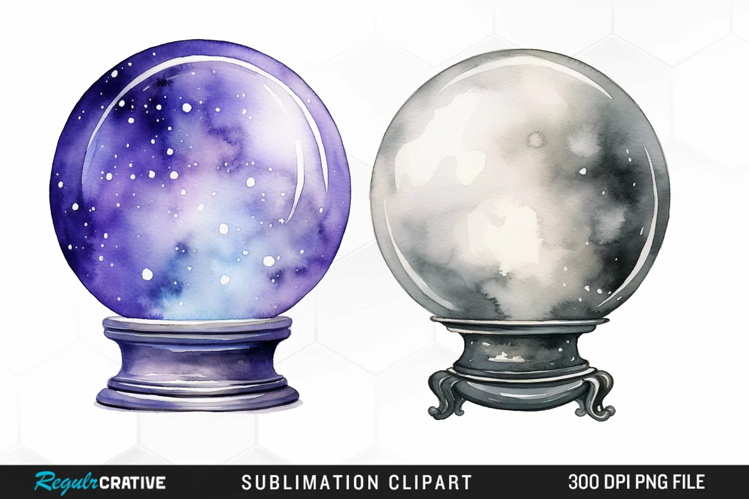 Watercolor Crystal Ball Graphics Clipart product image 1