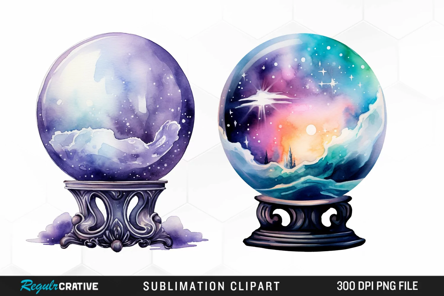Watercolor Crystal Ball Graphics Clipart product image 1