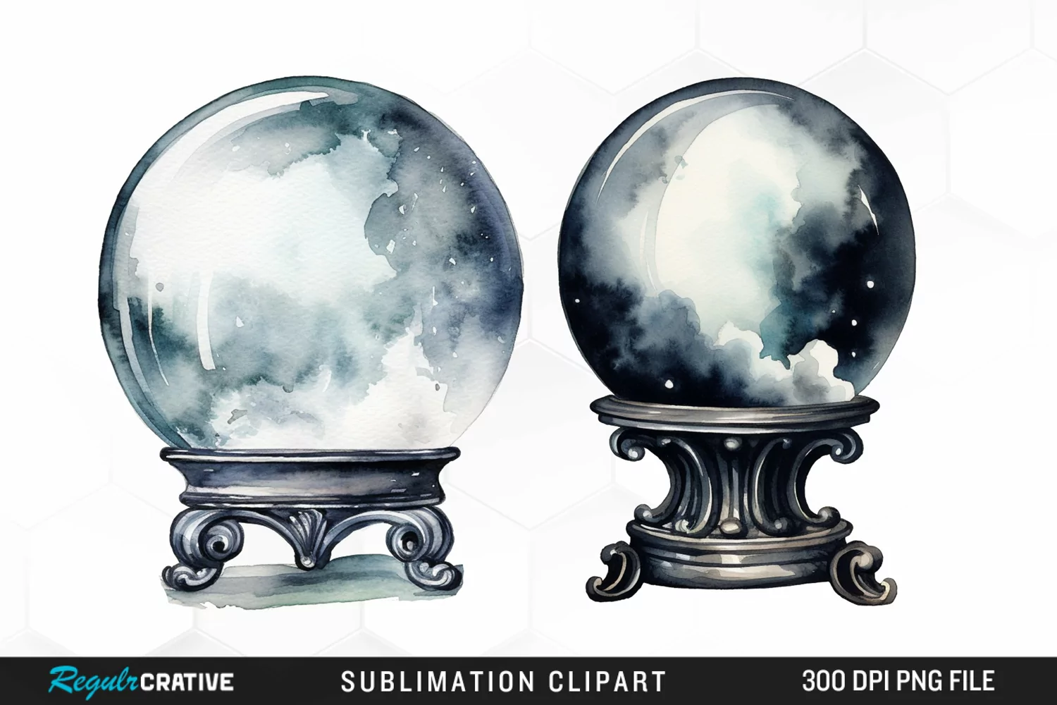 Watercolor Crystal Ball Graphics Clipart product image 1