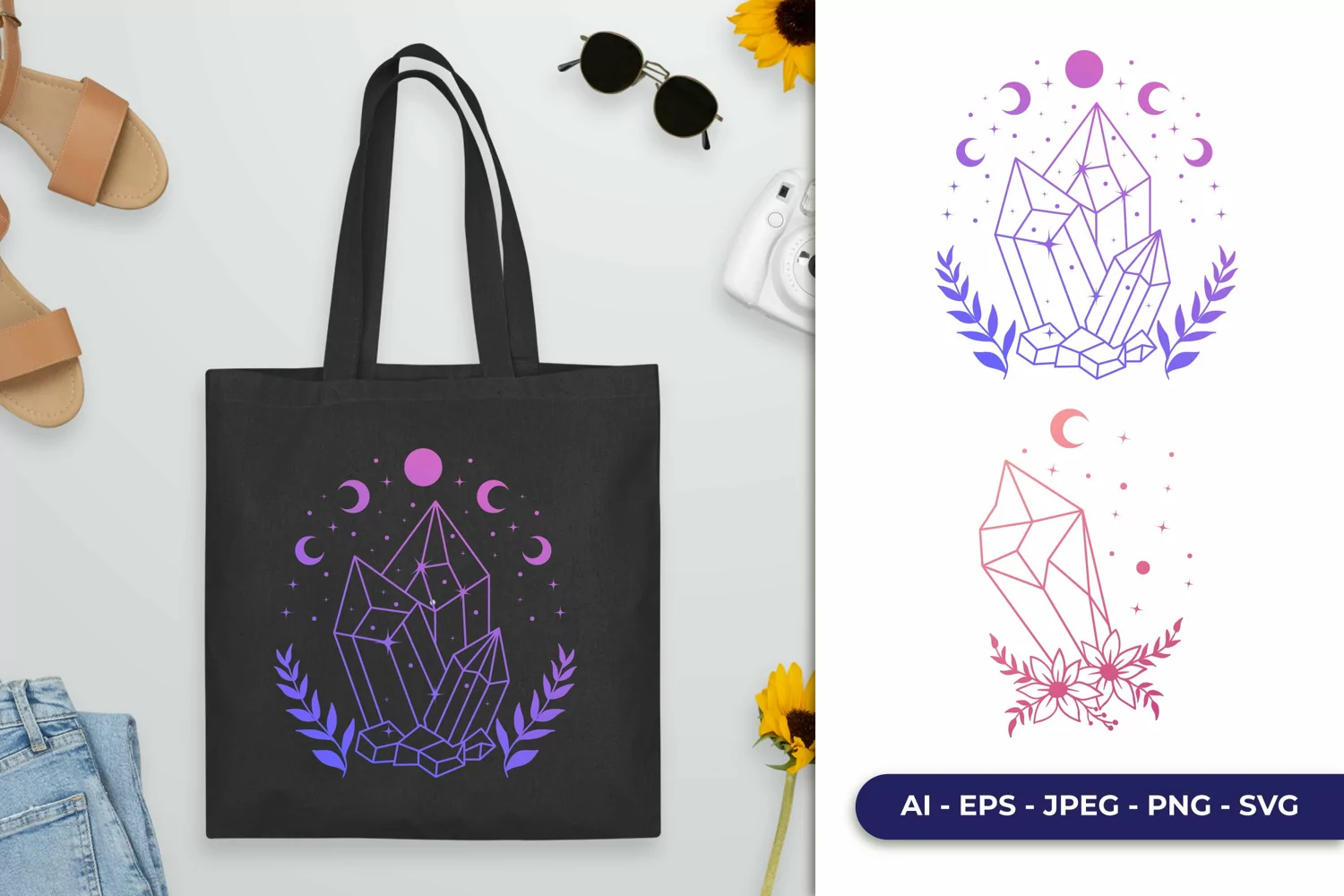Colorful Magical Crystal with Flower SVG product image 1