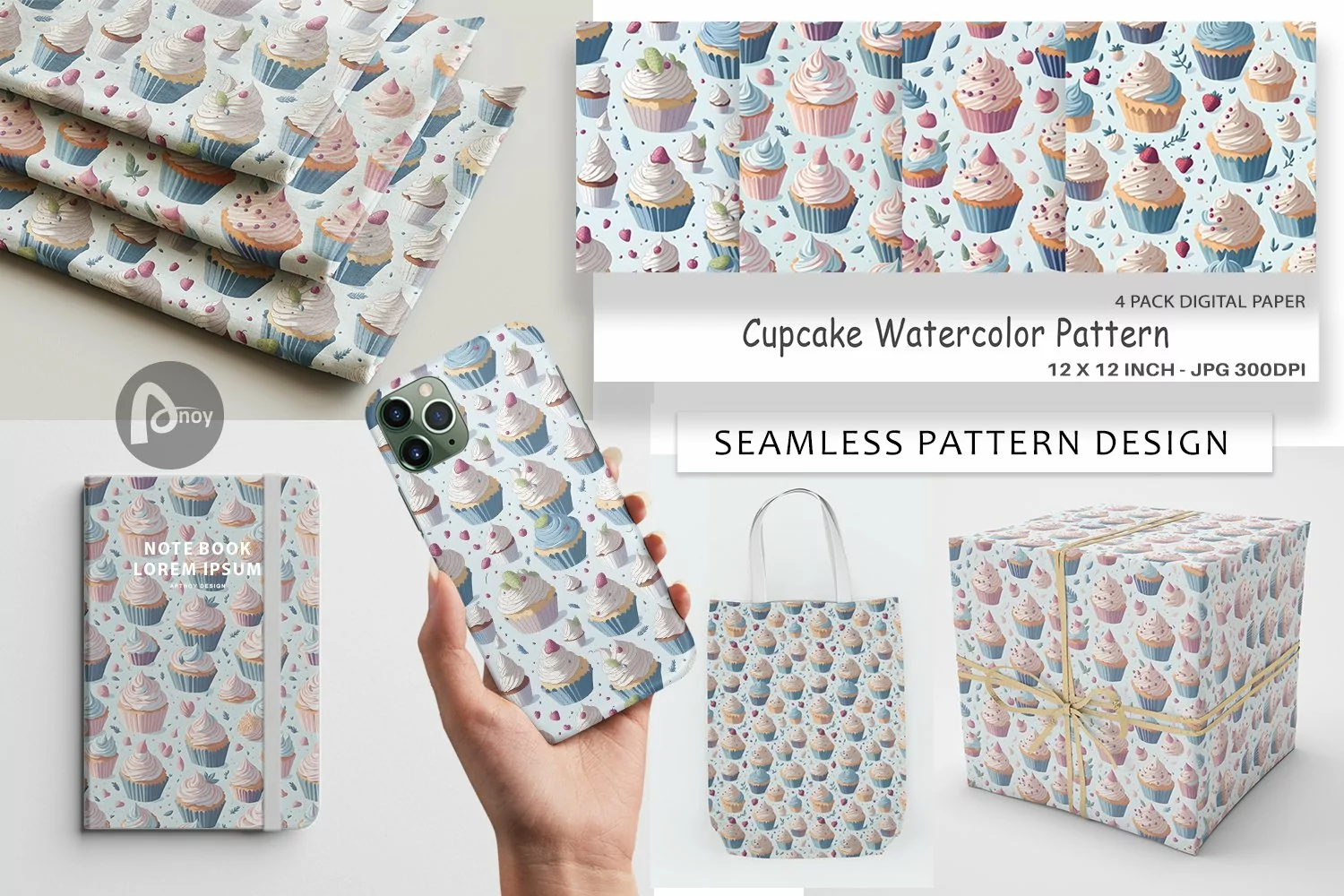 Digital Paper Cupcake Pattern product image 1