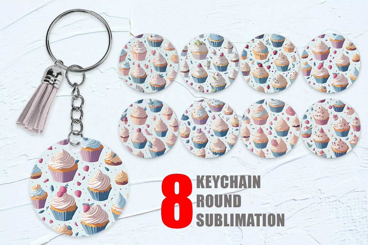 Cupcake Watercolor Keychain | Keyring product image 1