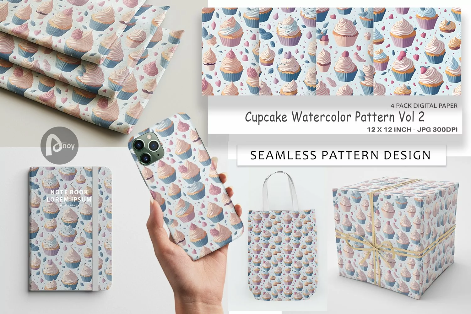 Digital Paper Cupcake Pattern product image 1