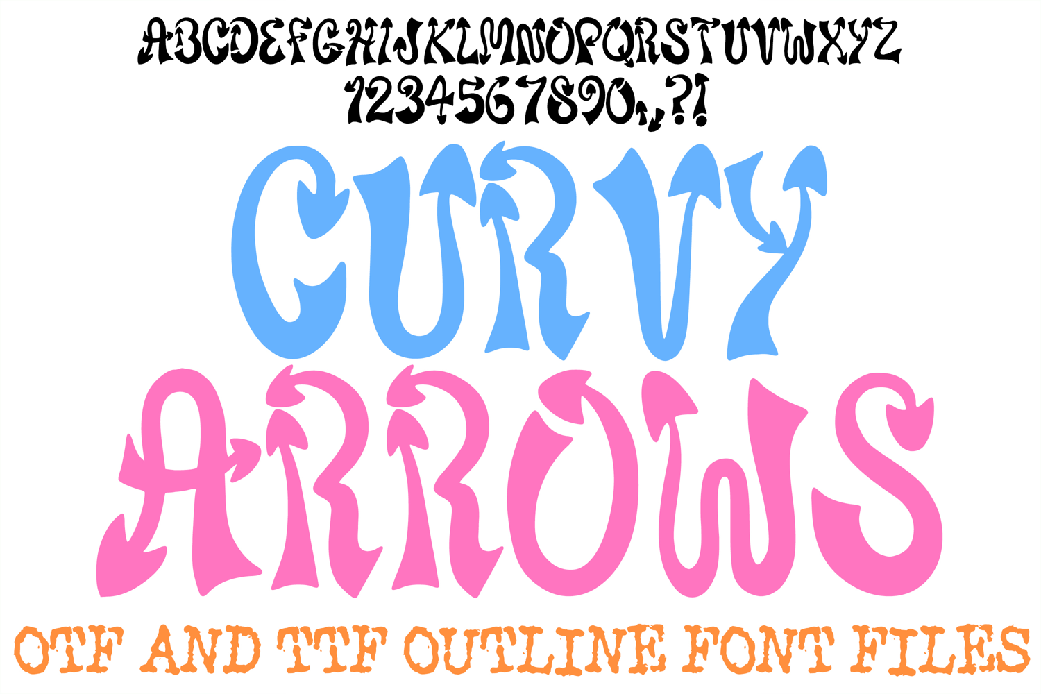 Curvy Arrows ABC Font Typeface Alphabet OTF TTF Illustration