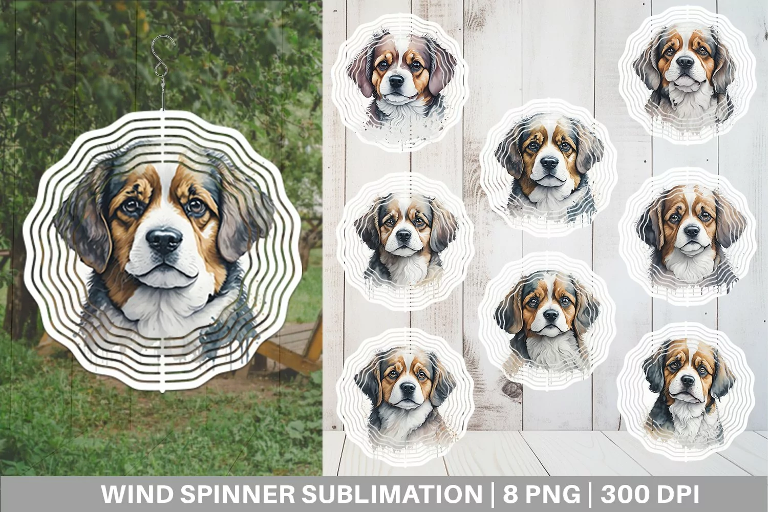 Adorable Dog Watercolor Wind Spinner | Sublimation Spinner D product image 1
