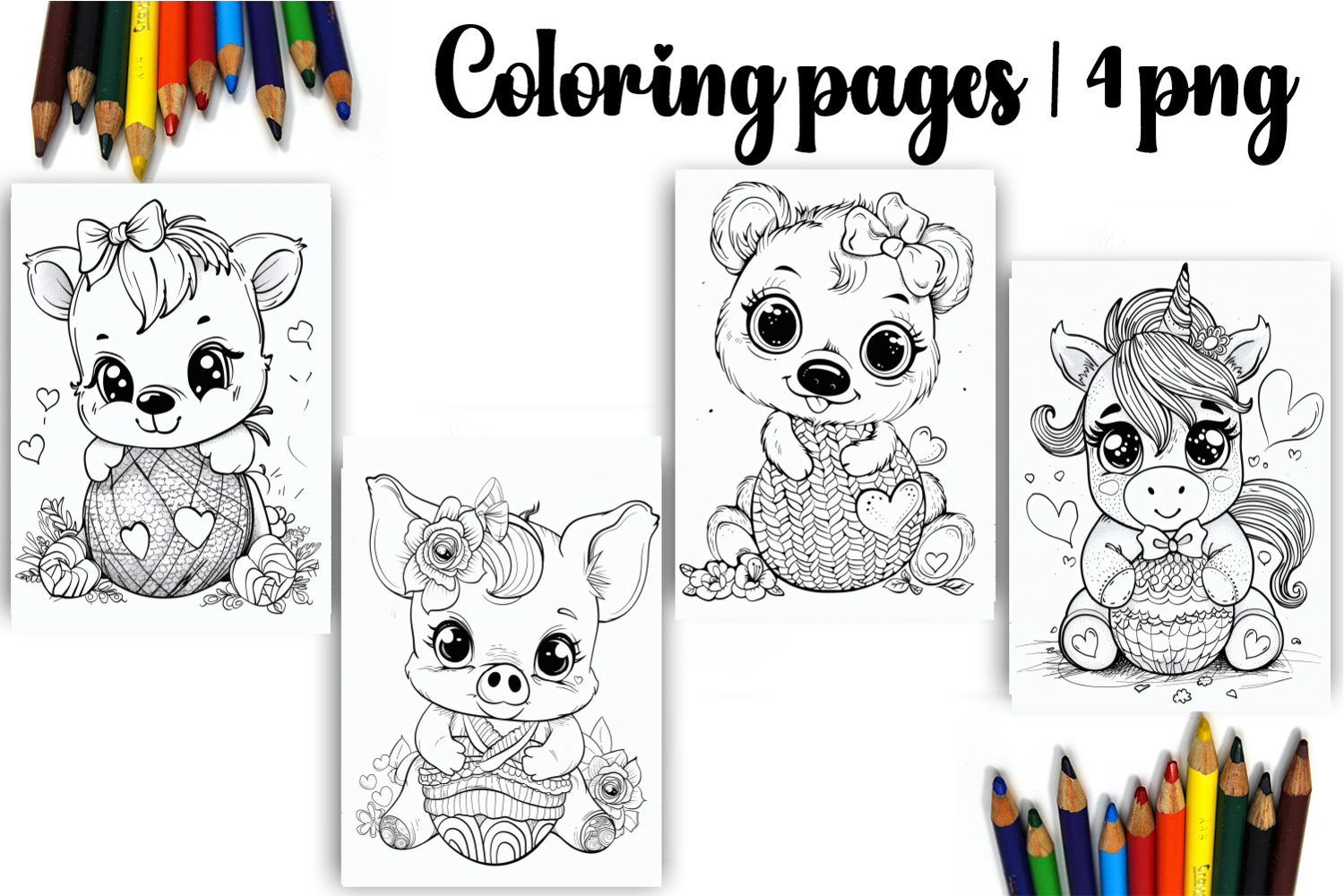 Cute animals Design |Easter Coloring pages product image 1