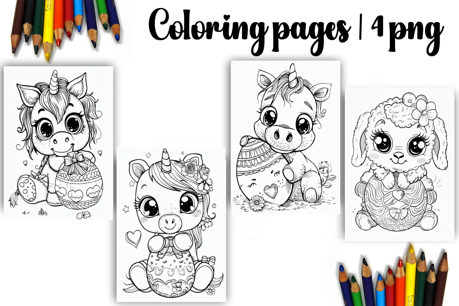 Cute animals Design |Easter Coloring pages product image 1