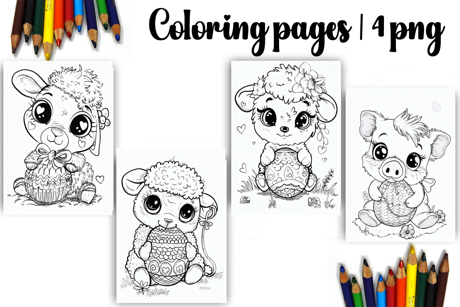 Cute animals Design |Easter Coloring pages product image 1