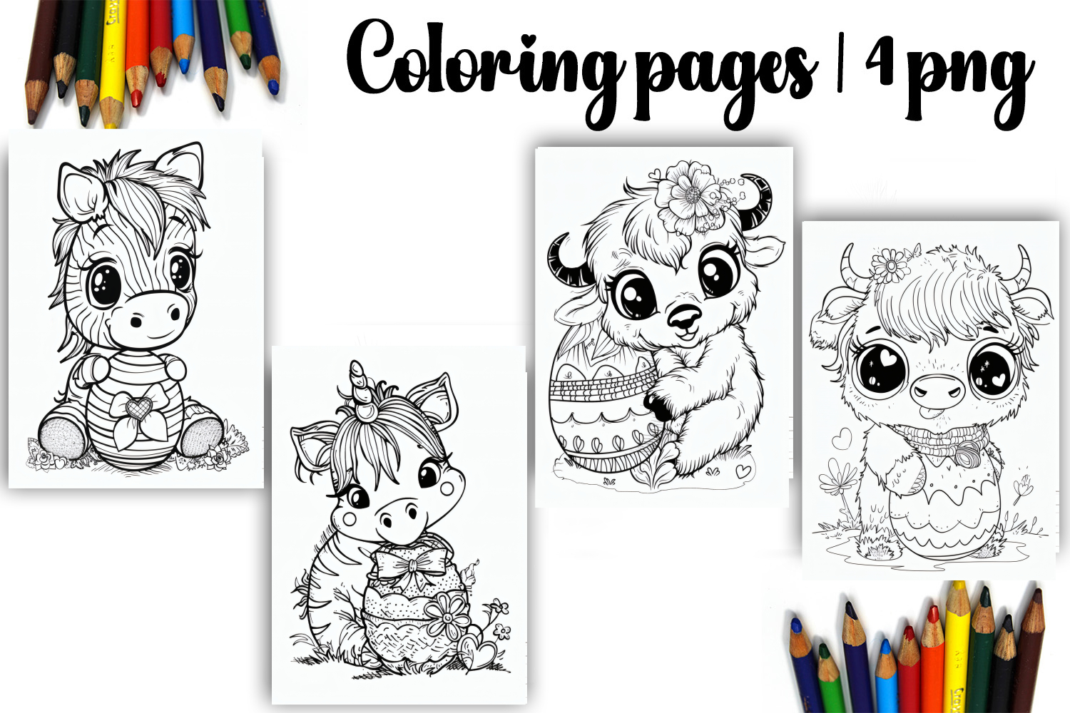 Cute animals Design |Easter Coloring pages product image 1
