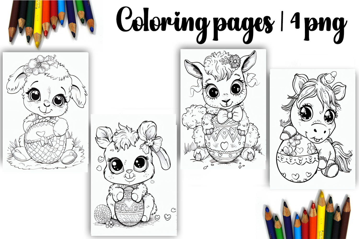 Cute animals Design |Easter Coloring pages product image 1