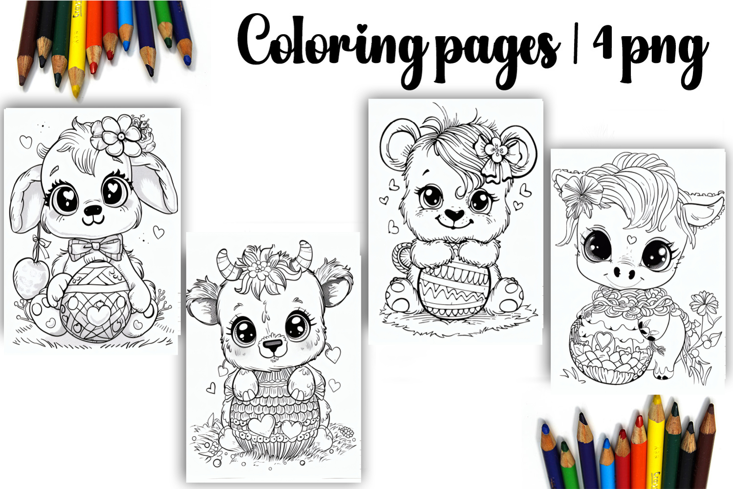 Cute animals Design |Easter Coloring pages product image 1