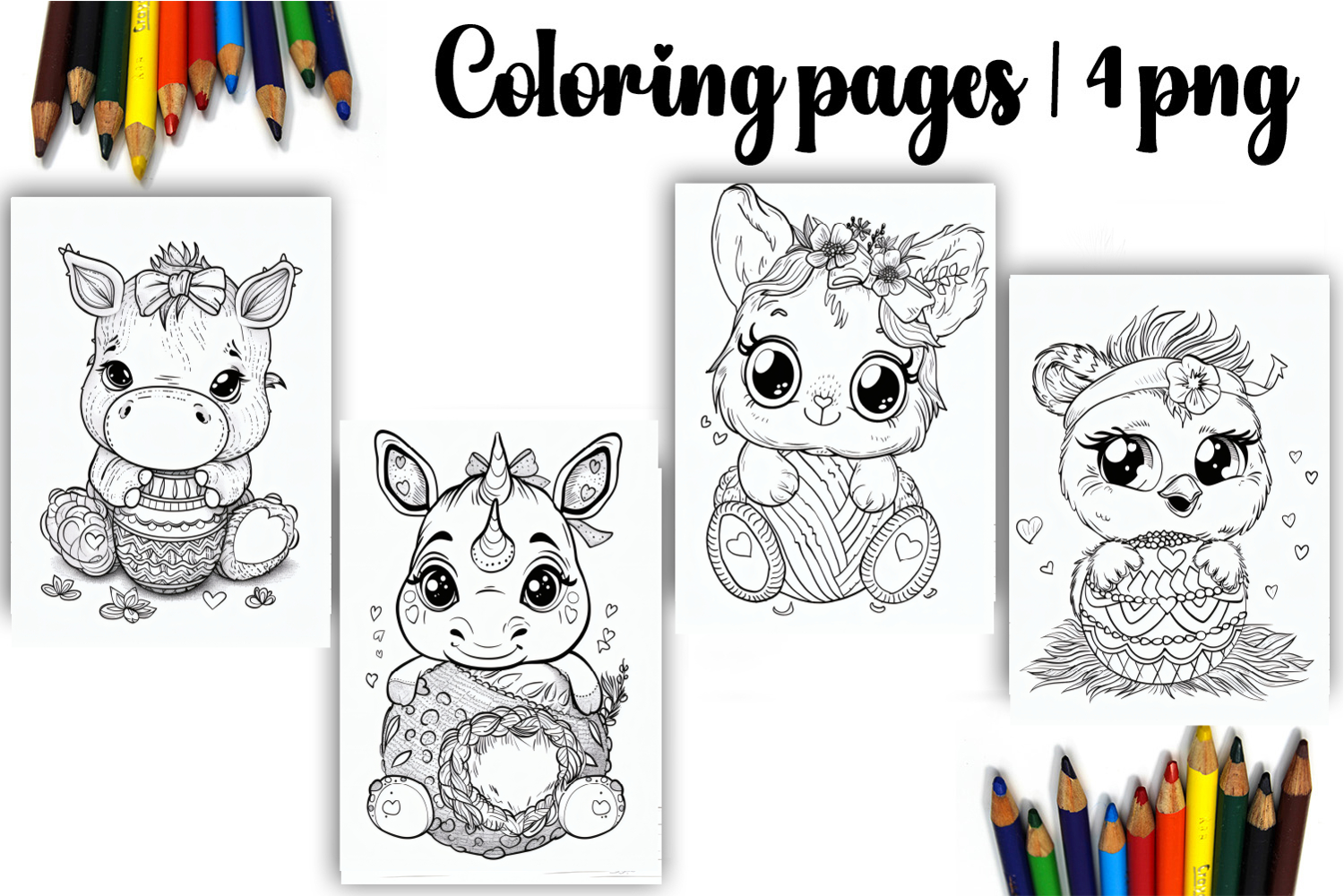 Cute animals Design |Easter Coloring pages product image 1