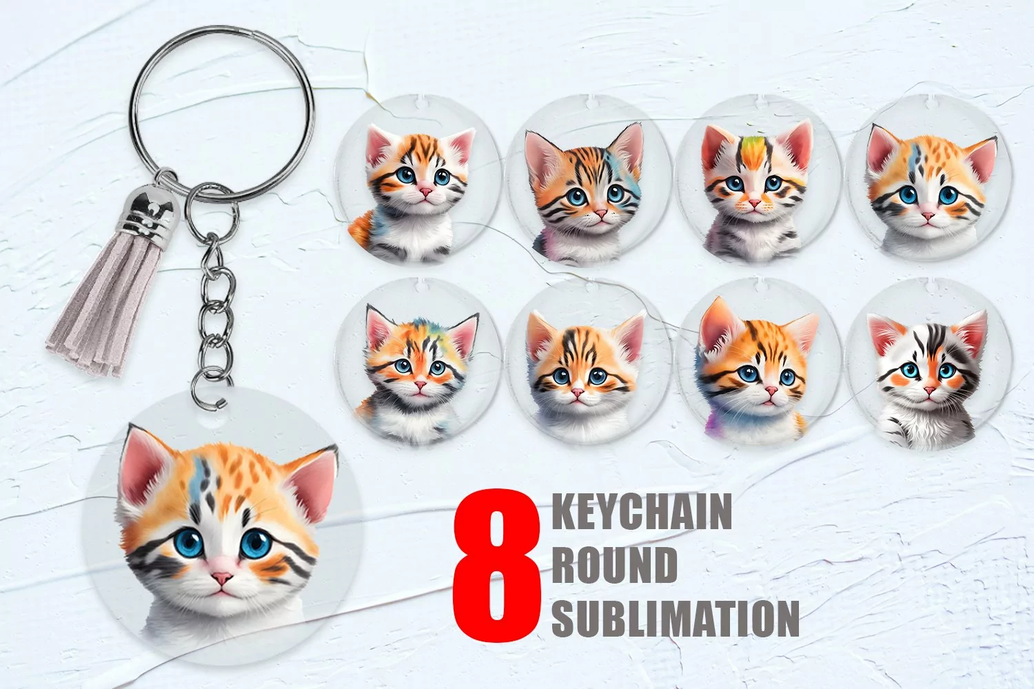 Cute Baby Cat Watercolor Keychain | Keyring product image 1