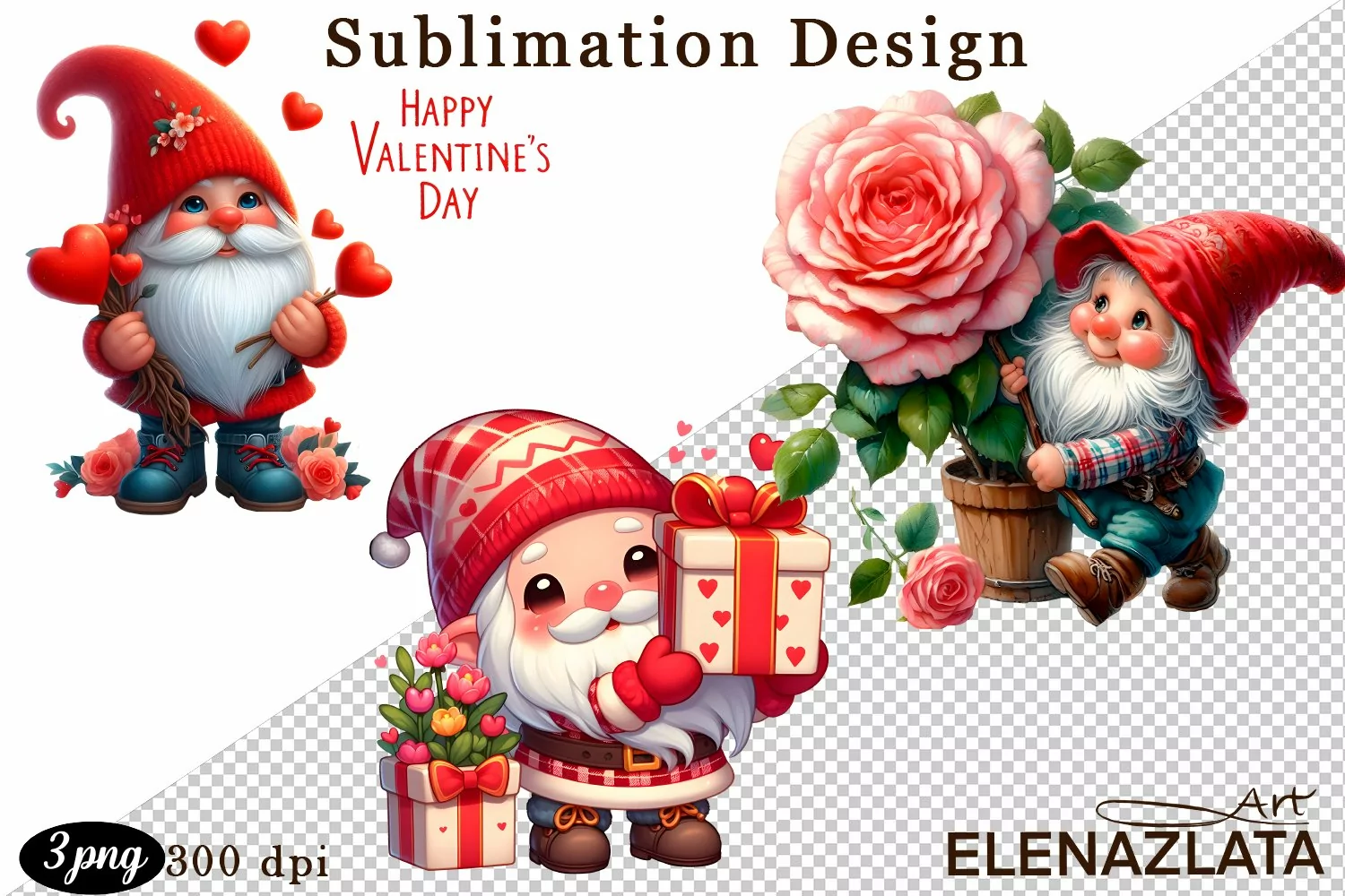 Cute gnome clipart, birthday gnome sublimation product image 1